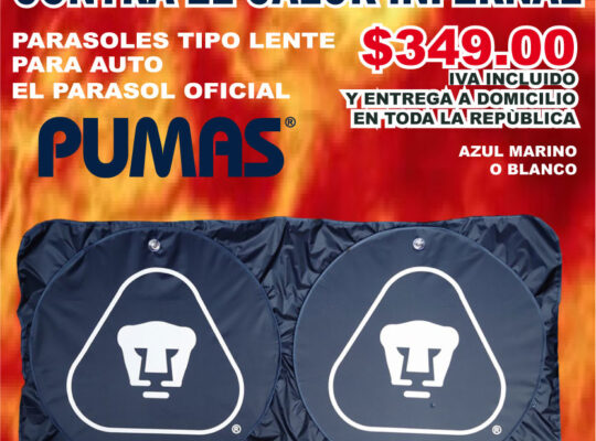 PARASOLES PARA AUTOS OFICIAL DE LOS PUMAS UNAM