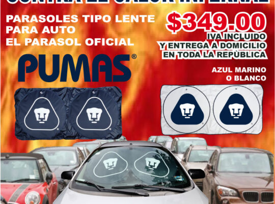 PARASOLES PARA AUTOS OFICIAL DE LOS PUMAS UNAM