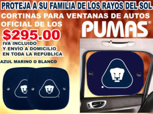 CORTINAS PERSONALIZADAS PARA AUTO CON EL LOGOTIPO PUMAS