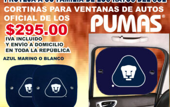 CORTINAS PERSONALIZADAS PARA AUTO CON EL LOGOTIPO PUMAS