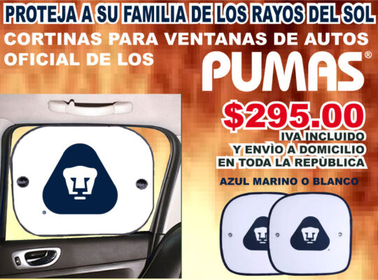 CORTINAS PERSONALIZADAS PARA AUTO CON EL LOGOTIPO PUMAS